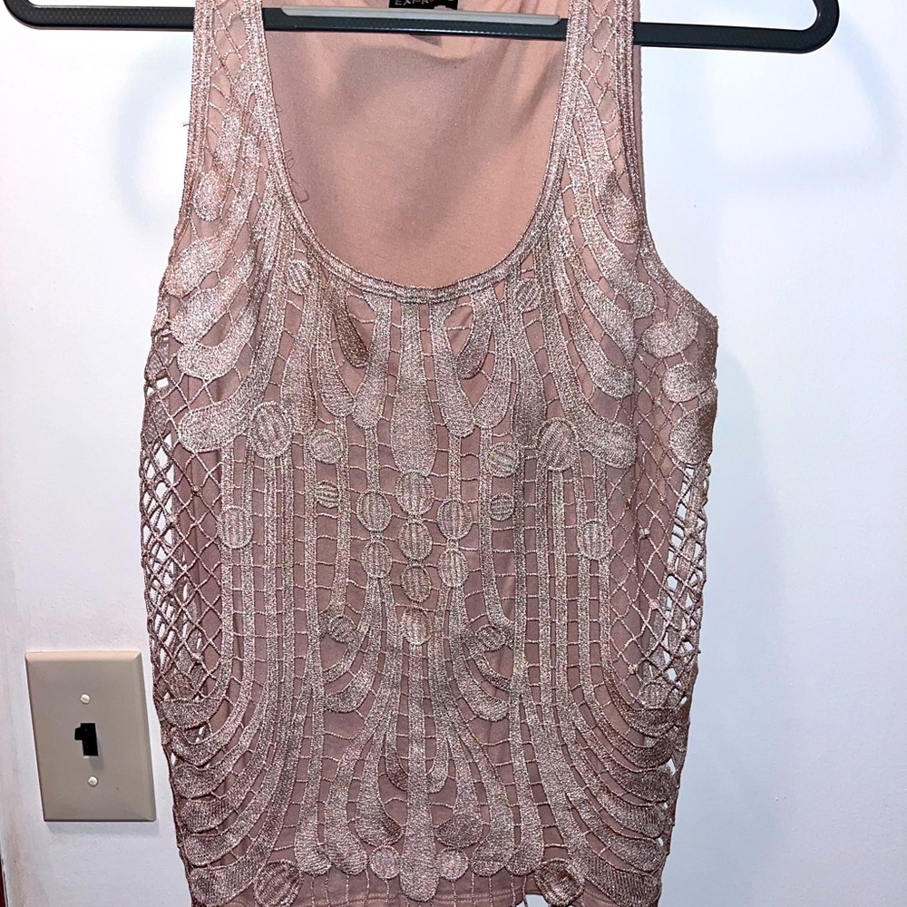 Express - Crochet, Lace Shimmer Sleeveless Top